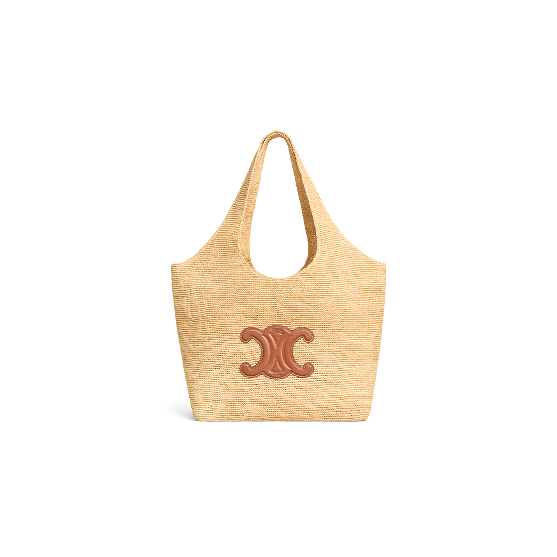 Ce**e classic panier shopper cabas in raffia and calfskin 119632gp6-02nt (32.5*28*20cm)